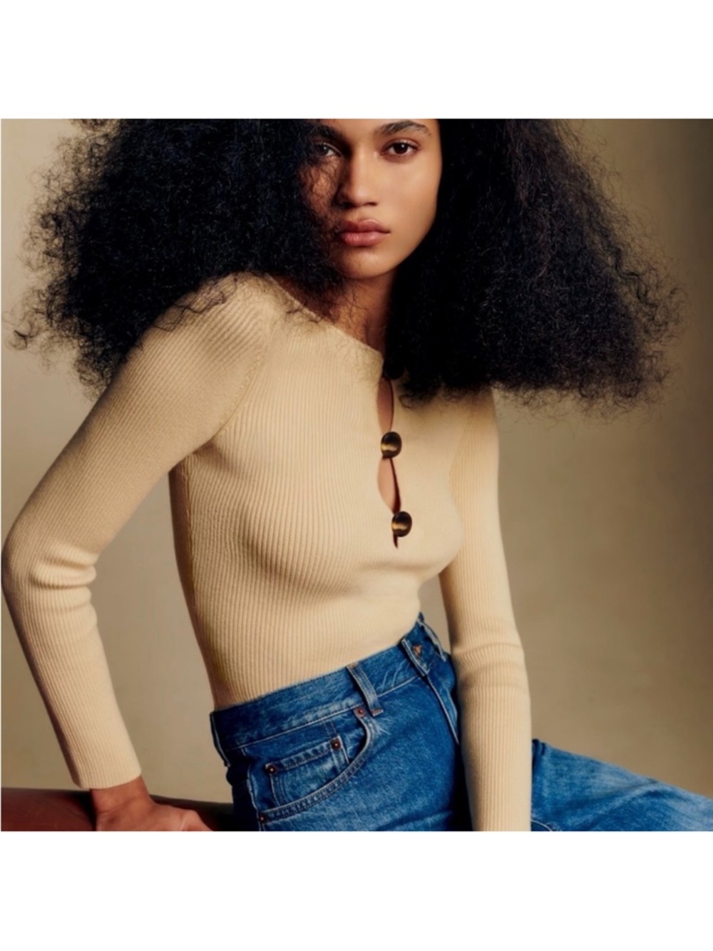 NWT Sezane Cream Megane Jumper, XS